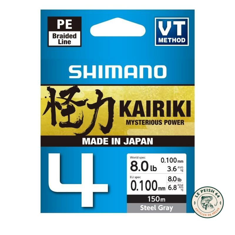 Tresse Shimano Kairiki 4 Steel Gray 150m 0,16mm | Le Peish 6