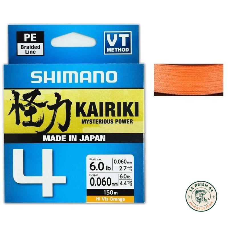 Shimano Kairiki x4 150m Tresse Orange 15lb | Le Peish 64