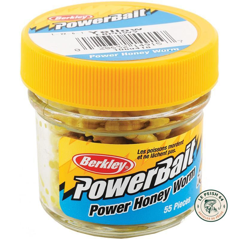 Berkley PowerBait Honey Worm Jaune 55 pcs | Le Peish 64