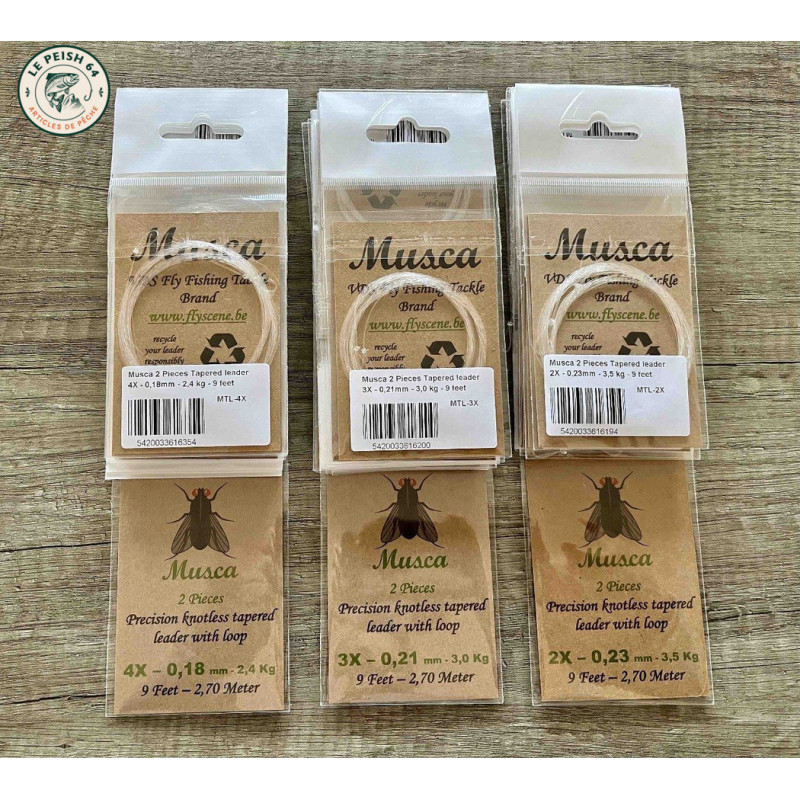 Musca Tapered Leader 3X 9ft | Le Peish 64